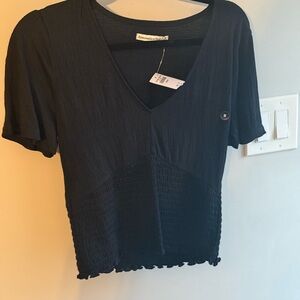 Abercrombie & Fitch Black textured Short Sleeve cropped Shirt